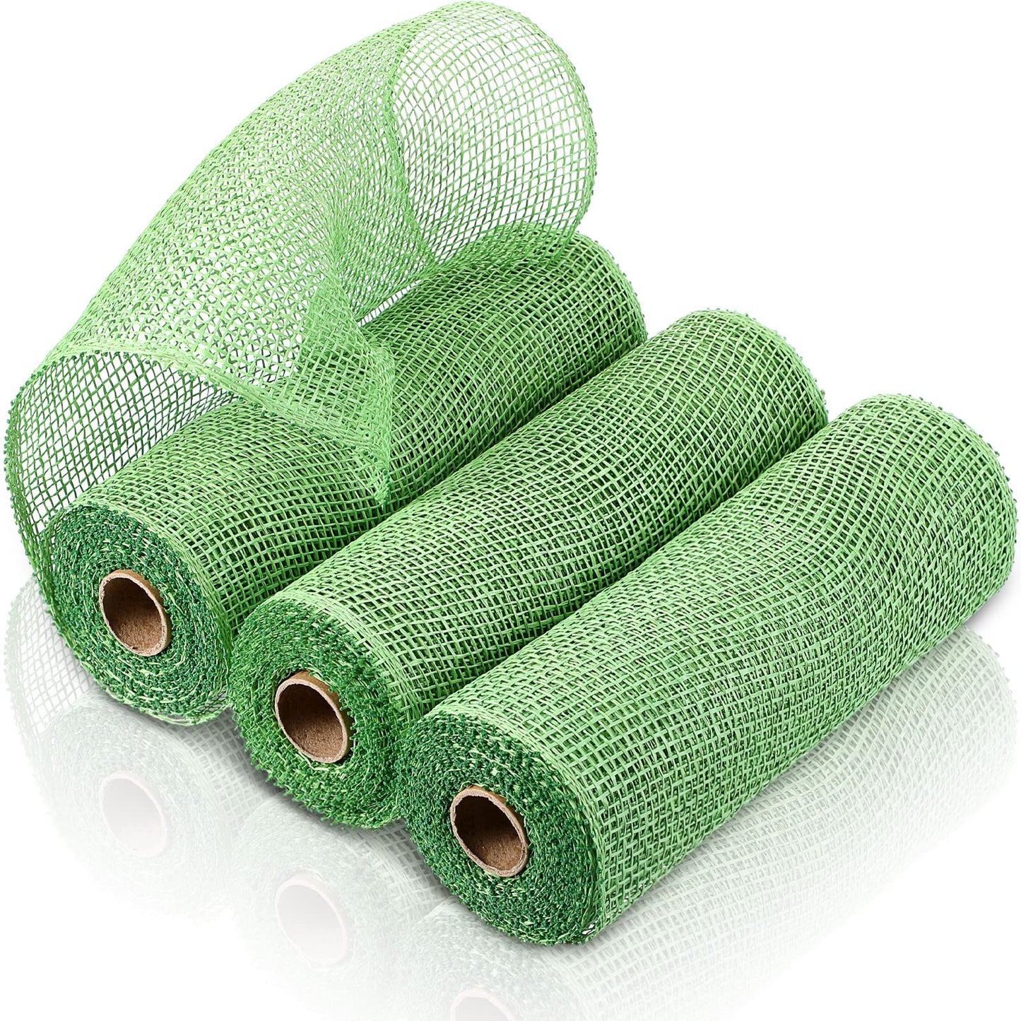 Chuangdi 3 Rolls Poly Burlap Deco Mesh 10 Inch Army Green Deco Poly Decorative Mesh Ribbon Wrapping Ribbon Rolls for Home Door Wreath Decoration DIY Crafts Making