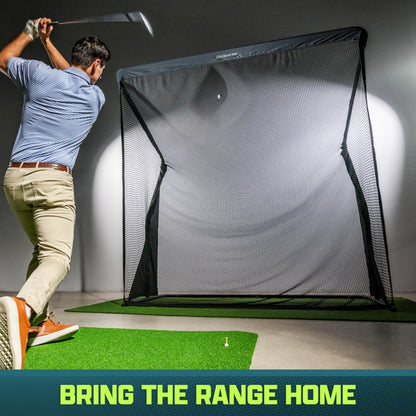 GoSports 8 x 8 ft Elite Golf Net with LoftGuard Canopy and Steel Frame - Indoor & Outdoor Practice Golf Hitting Net