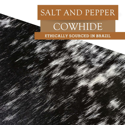 Sunshine Cowhides 100% Genuine Salt and Pepper Tricolor Cowhide Rug - Modern Style Animal Skin Rug & Floor Carpet for Living Room, Bedroom, Kitchen & More - Large (6x6-7ft)