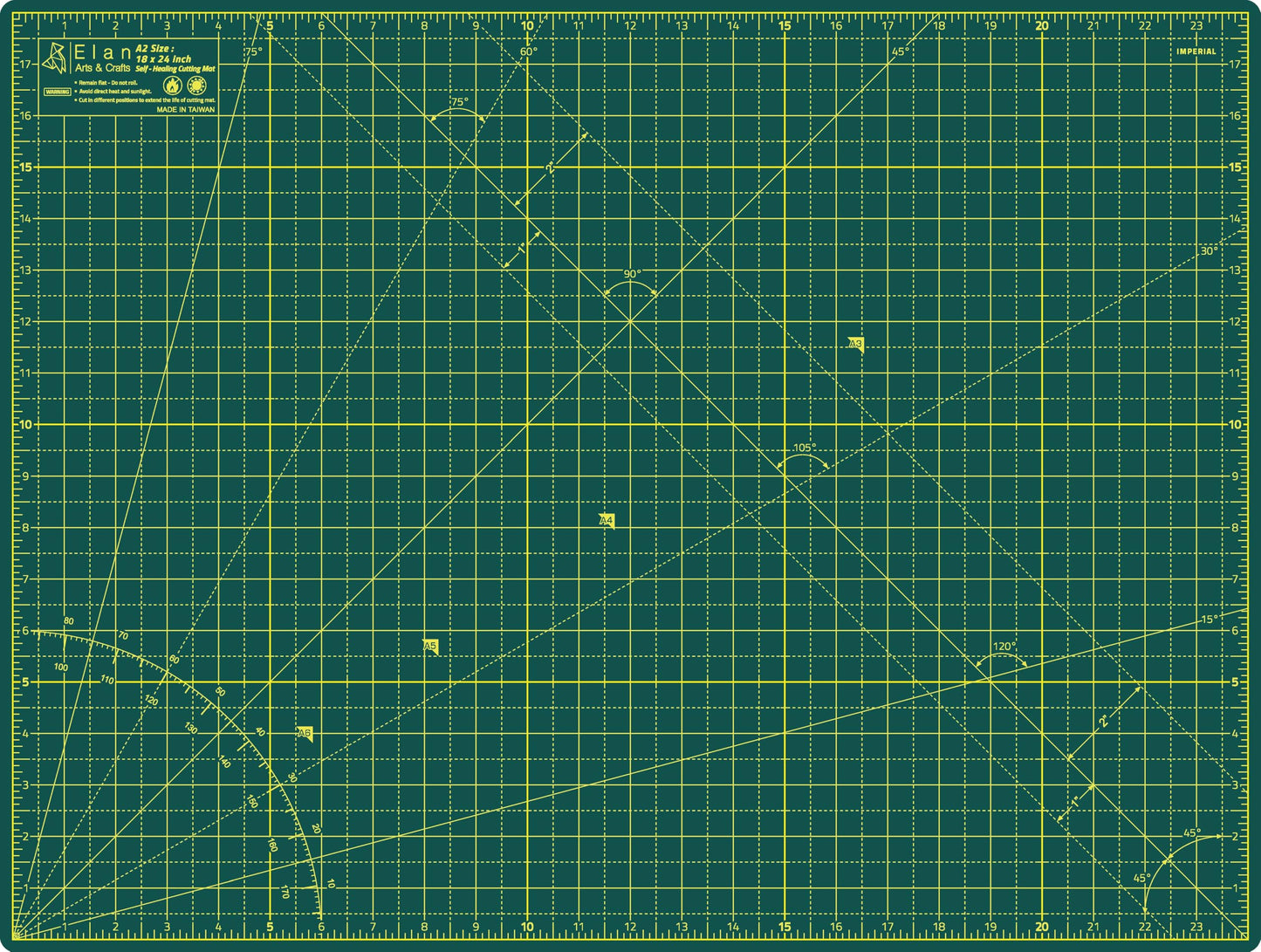 Elan Cutting Mat A2 Green, Self Healing Cutting Mat 18x24 Inch, 5-Ply Craft Board Green, Hobby Board for Crafts 18x24 Inch