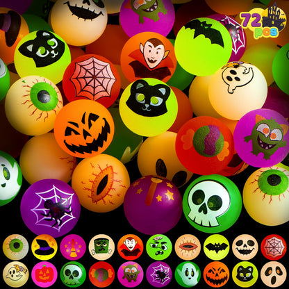 JOYIN 72 PCS Halloween Bouncy Balls, 20 Designs Glow in The Dark Bouncy Party Favors Supplies for Kids, Halloween Bouncy Balls Party Supplies, Trick or Treating Goodie, School Class Game Rewards