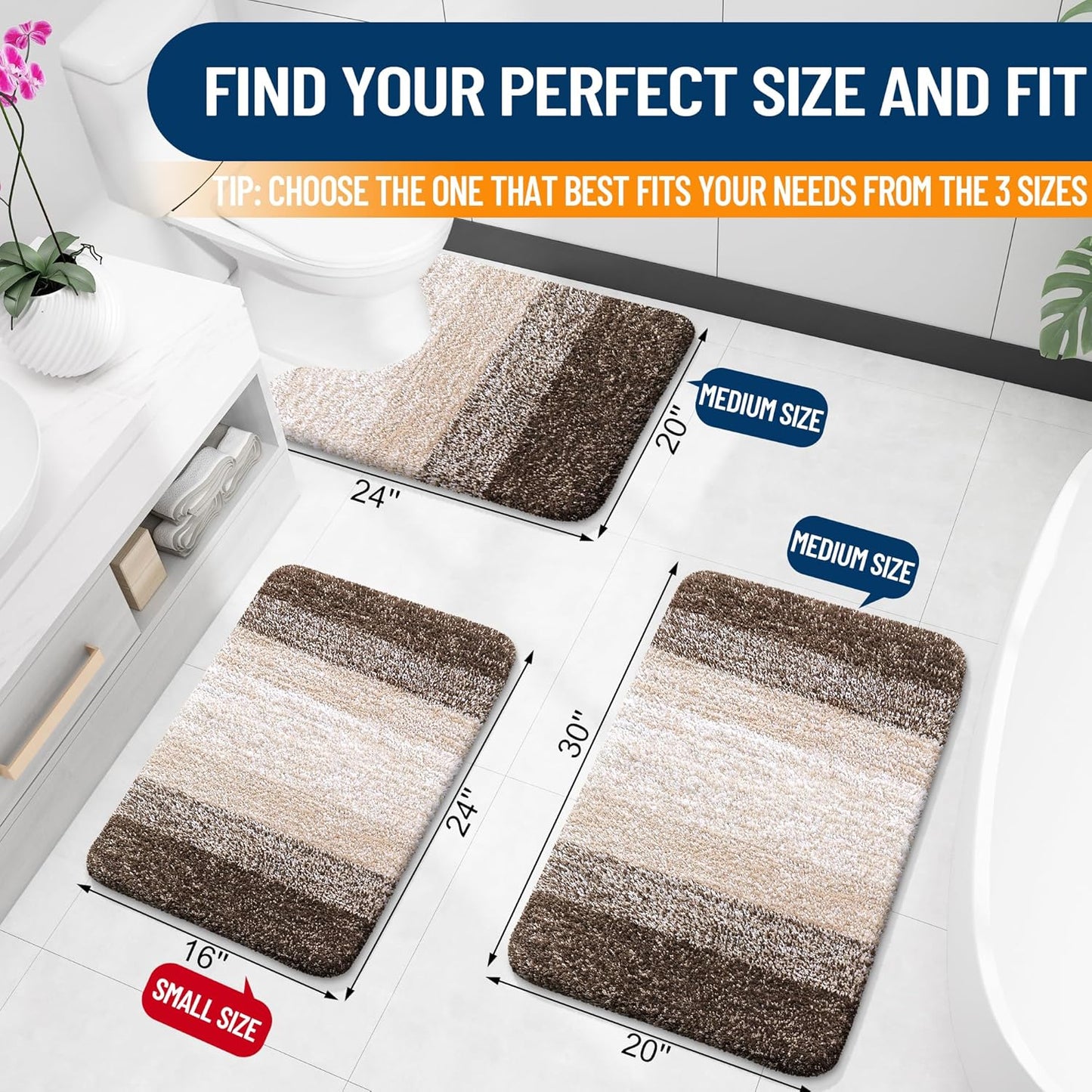 OLANLY Bathroom Rugs - Extra Soft Microfiber Mat with Rubber Backing | Quick Dry, Machine Washable, 30x20, Light Brown
