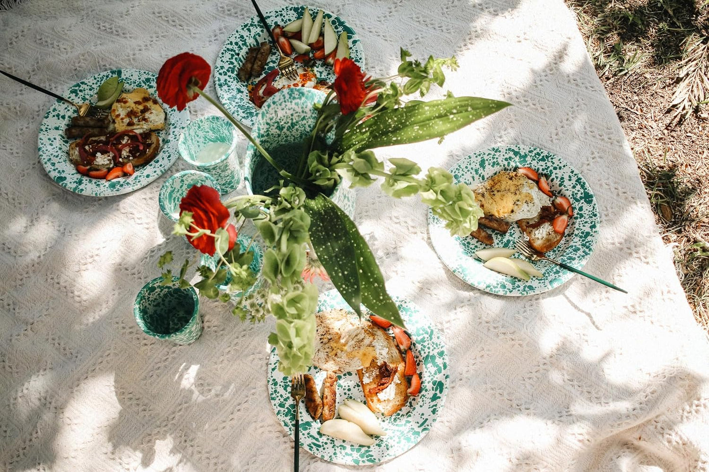 Dinner Plate, 10.25 inch, Blue/White Splatter by Enamelware