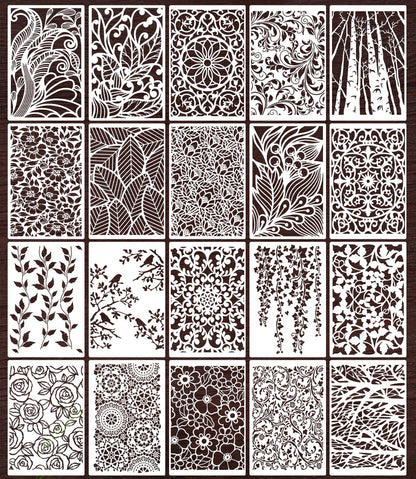 Stencils for Crafts Reusable Texture Stencils Floral Stencil Tree Leaf Vine Stencil for Painting on Wood Canvas Furniture Cards Scrapbook