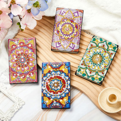 Patelai 4 Pcs Diamond Mandala Flower Notebook Kits 3 x 5 in DIY Mandala Cover Notebook Crystal Journal Sketchbook Notepad for Men Women Birthday Crafts Gift Drawing Painting