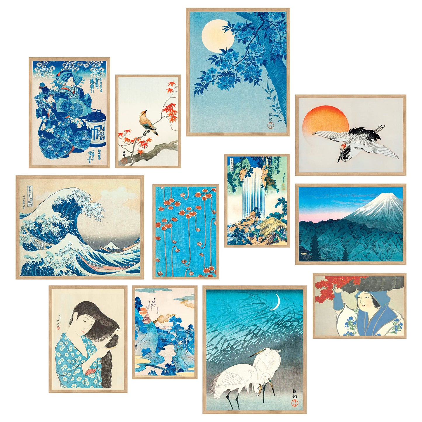 97 Decor Japanese Decor For Bedroom - Japanese Posters For Wall, Blue Japan Wall Art Prints, The Great Wave Off Kanagawa Hokusai Paintings Asian Decorations For Home (unframed)