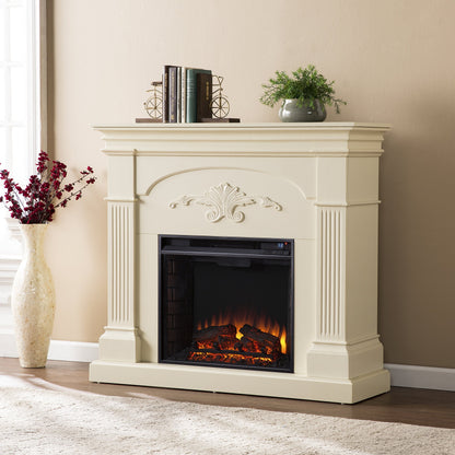 SEI Furniture - Sicilian Harvest Electric Fireplace - Ivory - Transitional Design, Ideal for Living Room, Bedroom (FE9275)