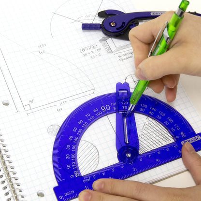 BAZIC PRODUCTS Geometry Set with Pencil Compass – Scale Ruler, HB Wood Pencil, Compass and Protractor Set for Students and Professionals, Ideal Use for Art and Drafting Tools, 24-Packs