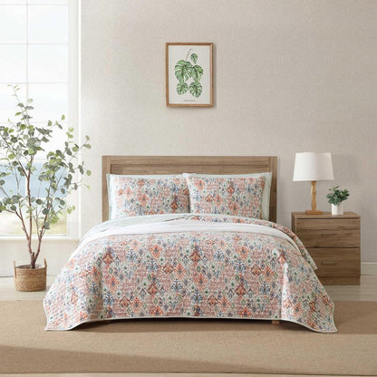 Tommy Bahama - Full/Queen Quilt Set, Premium Cotton Reversible Bedding with Matching Shams, Floral Bedding Set, Oeko-Tex Certified (Ikat Tropics Beige, Full/Queen)