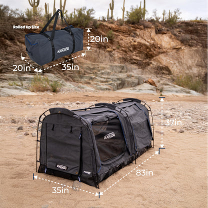 Kakadu Canvas Swag Tent, 1 Person, Australian Polycotton Camping Ground Tent, All Seasons, Waterproof, with 2.75” Foam Mattress, LED Lighting, Carry Bag
