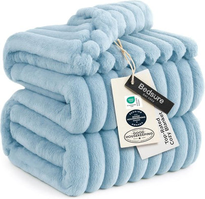 Bedsure GentleSoft Blue Full Blanket - Cozy Fleece Throw for Women | Light Blue, 84x90 Inches