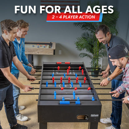 GoSports 54 Inch Full Size Foosball Table - Black Finish - Includes 4 Balls and 2 Cup Holders