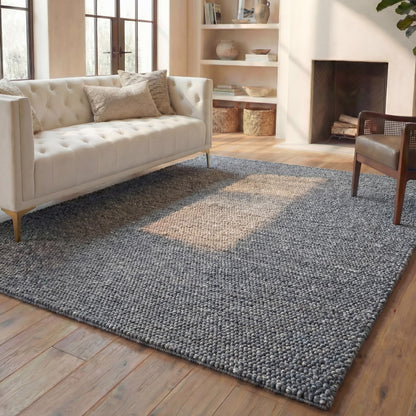SAFAVIEH Area Rug 8x10 - Natura Collection - Large - Dark Grey, Handmade Wool Blend, Textured Design, Ideal for Living Room, Bedroom, Dining Space (NAT620H)