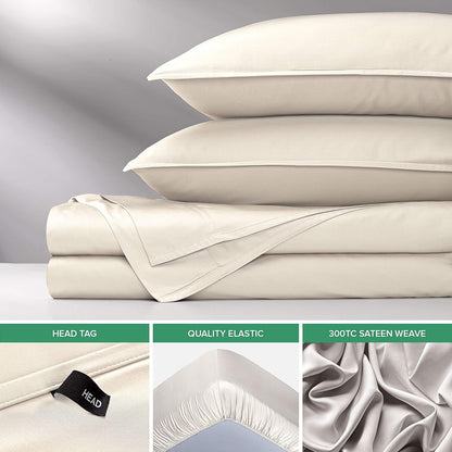 Pure Bamboo Twin Sheets - Luxuriously Soft 100% Organic Viscose Bed Sheet Set | Cooling Ivory Color, Double Stitching