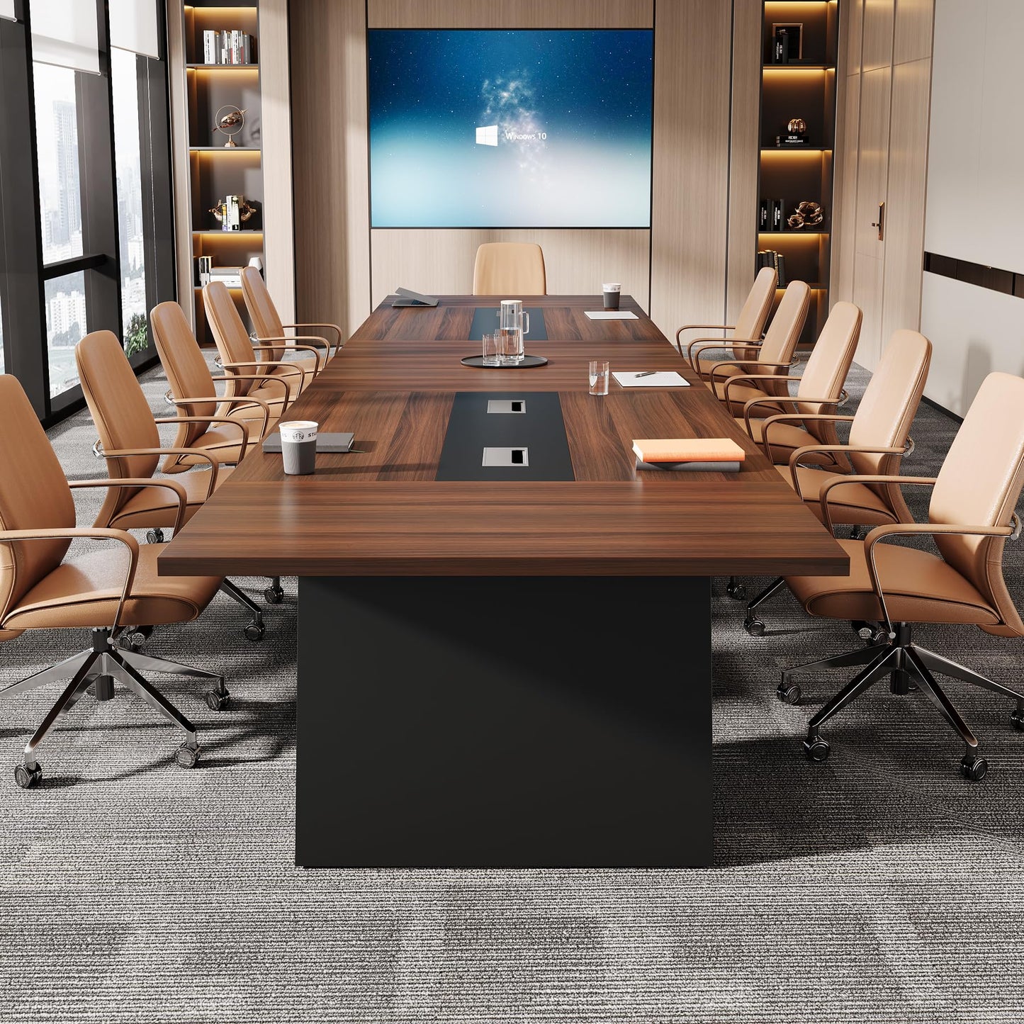 Tribesigns 8ft Conference Table, Large Office Conference Table for 8-10 Person, Business Seminar Furniture for Conference Room