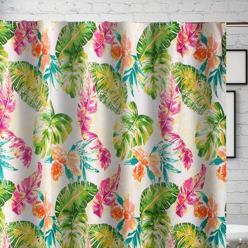 Greenland Home Tropics Shower Curtain, 72x72-inch, Coral