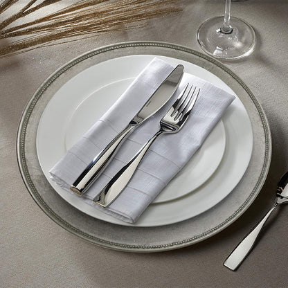 Charge It by Jay Leaf Charger Plate 13” - Decorative Melamine Service Plate, Silver