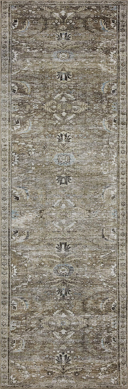 Loloi Layla Collection LAY-13 Antique/Moss 9'-0" x 12'-0" .13" Thick Area Rug, Soft, Durable, Vintage Inspired, Distressed, Low Pile, Non-Shedding, Easy Clean, Printed, Living Room Rug