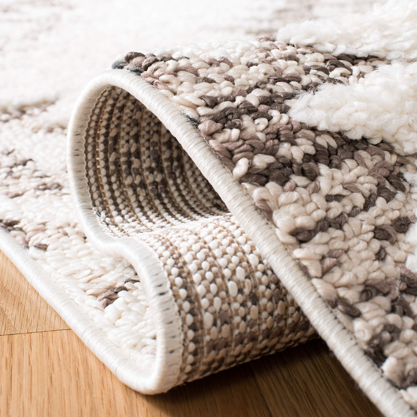 SAFAVIEH Moroccan Tassel Shag Collection Area Rug - 10' x 14', Ivory & Brown, Boho Design, Non-Shedding & Easy Care, 2-inch Thick Ideal for High Traffic Areas in Living Room, Bedroom (MTS652A)