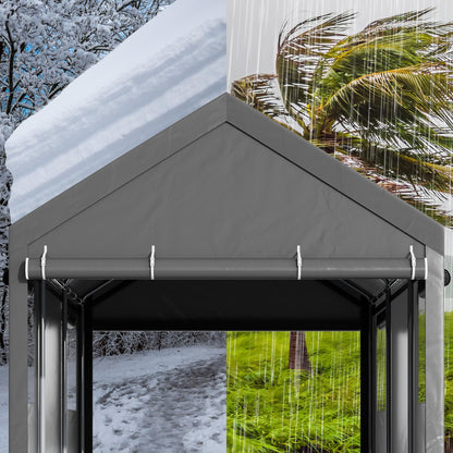 Nuturelly 10x20 FT Carport, Heavy Duty Carport Canopy with Roll-up Windows, Portable Garage with Removable Sidewalls & Doors, Car Canopy with All-Season PE Tarp for Car, Truck, Boat, Gray