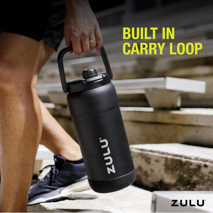 ZULU Goals Vacuum Insulated Large Capacity Stainless Steel Water Bottle | Reusable Jug with Carry Handle