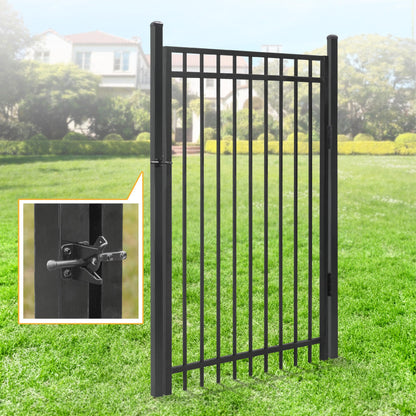 Fencer Wire 52FT Heavy Duty Flat Top Fence Barrier Kit, Anti-Rust Metal Steel Fence with 6FT Height X 6FT Width Panels, with Flat Top Gate, Posts, Connectors, Outdoor Fencing for Yard