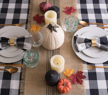 DII Jute Burlap Collection Table Runner, 14x108, Kitchen Tabletop with Middle Stripe Gray