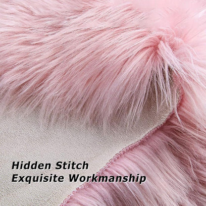 18" 18" OKAYDA x Round Faux Sheepskin Chair Cover Seat Cushion Pad Super Fluffy Soft Fur Rug for Vanity Chair, Car
