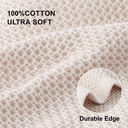 joybest Cotton Kitchen Towels, 4-Pack Waffle Weave Ultra Soft Absorbent Dish Towels Quick Drying Dish Cloths, 18 in x 28 in, Beige
