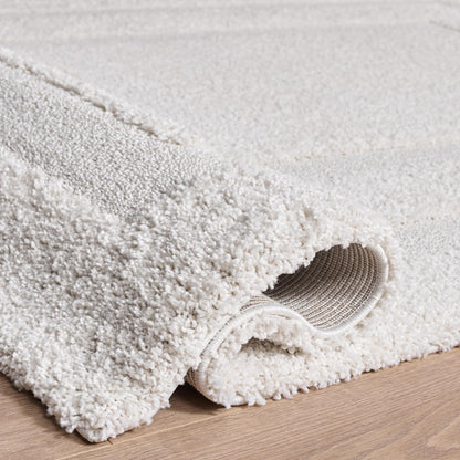 SAFAVIEH Area Rug 8x10 - Florida Shag Collection - Large - Creme & Creme, Border Design, Non-Shedding & Easy Cleaning, Plush Thick Pile, Ideal for Living Room, Bedroom, Dining Space (SG454-1111)
