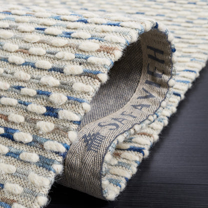 SAFAVIEH Area Rug 8x10 - Marbella Collection - Large - White & Navy, Handmade Wool, Ideal for Living Room, Bedroom, Office, Dining Space (MRB158N)