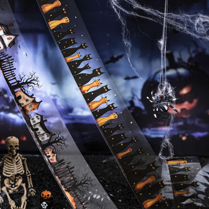 8 Rolls Gothic Themed Decorative Tapes Set,PET Halloween Washi Tape Set