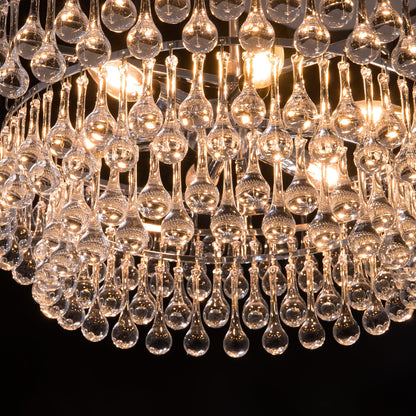 TOCHIC Modern Crystal Chandelier for Dining Room, 24 inch Gold Chandeliers Light Fixtures High Ceiling Crystal Pendant Lighting for Bedroom, Kitchen Island Light, Living Room Chandelier, 3 Tiers