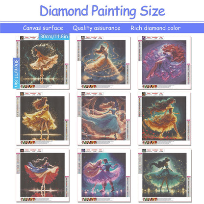KEYRANKE 9 Pack Diamond Painting Kits for Adults 5D DIY Princess Diamond Art Kit Paint with Round Full Drill Diamonds for Beginners Gem Paintings Art for Home Wall Decor Gifts(12X12 Inch)