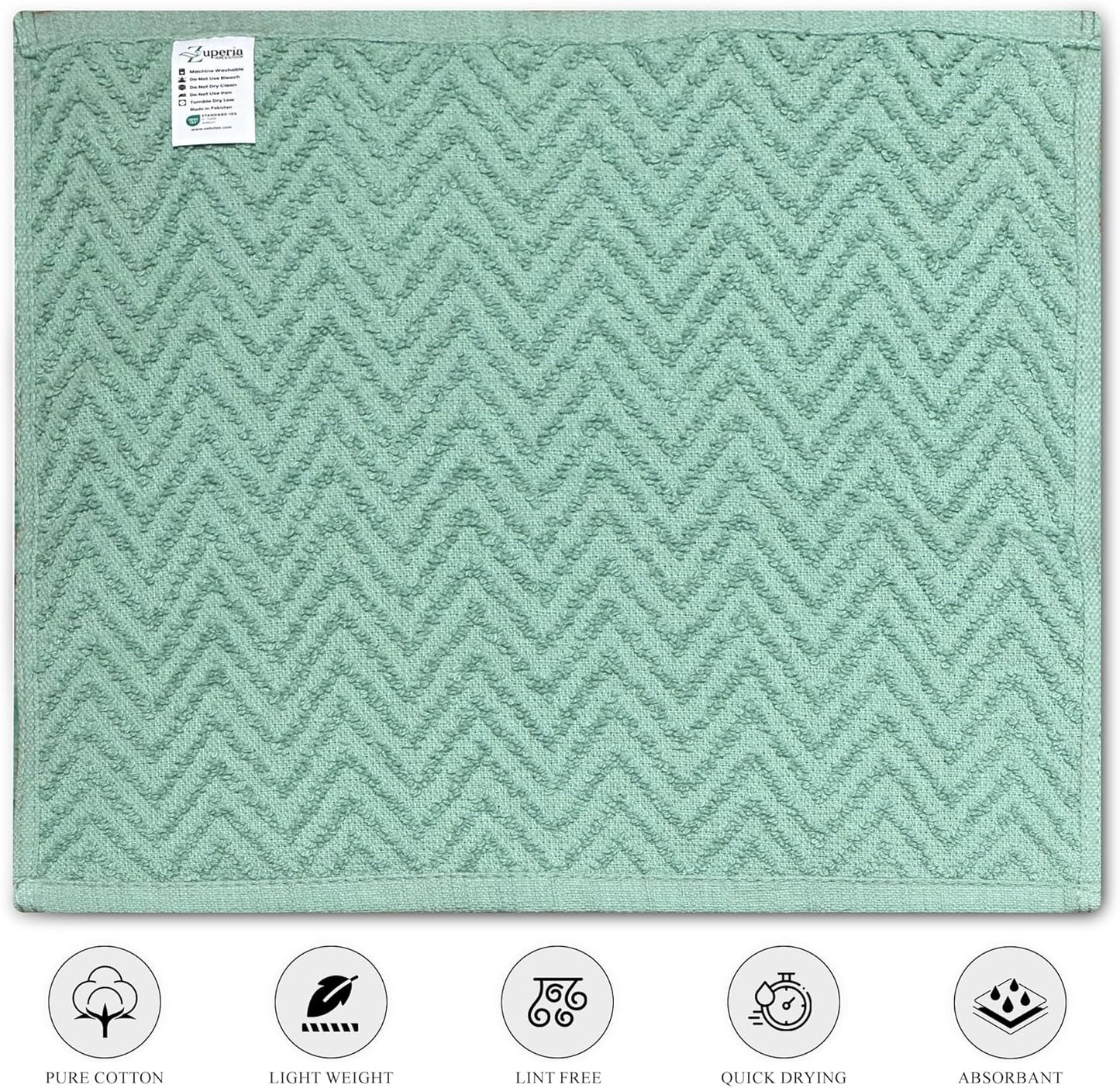 '-24 Pack -12" 12"- ZUPERIA Zigzag Multicolor Wash Cloths x Highly Absorbent Soft Washcloths for Face, Gym Towels, Hotel