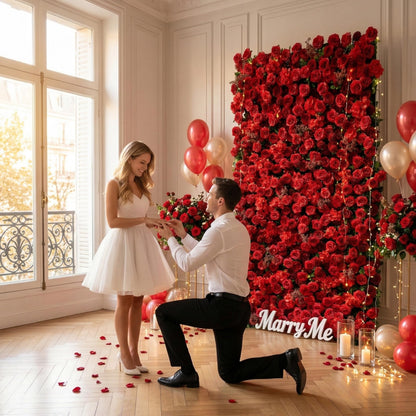 Artificial Luxury‌ Flower Wall Panels, Gorgeous 3D Silk Floral Backdrop for Wedding, Baby Show, Party and Home Decor, Quick Assembly/Storage, Both Eco ＆ Pet Friendly, 4ft*8ft