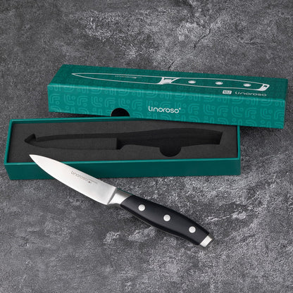 linoroso 3.5 Inch Paring Knife, Sharp Forged German Stainless Steel Kitchen Knife, Full Tang Small Fruit Knife with Ergonomic Handle, Premium Classic Series with Elegant Gift Box