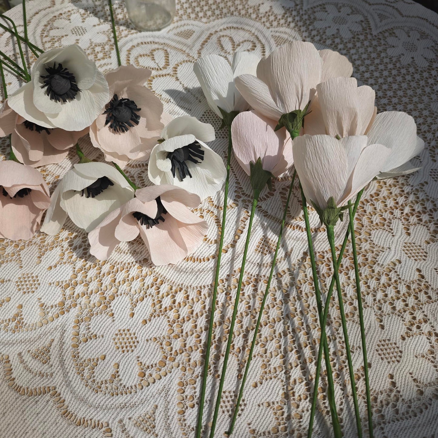 Crepe Paper Anemone DIY Flower for Home Decoration Making Kit 24 pcs (Blush - Peach - Cream)