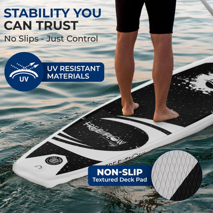 SereneLife Inflatable Stand Up Paddle Board (6 Inches Thick) with Premium SUP Accessories & Carry Bag | Wide Stance, Bottom Fin for Paddling, Surf Control, Non-Slip Deck | Youth & Adult Standing Boat