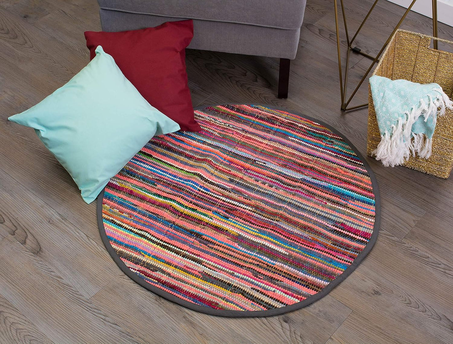 DII Chindi Home Collection Handwoven Multicolor Area Rag Rug - 36" Round