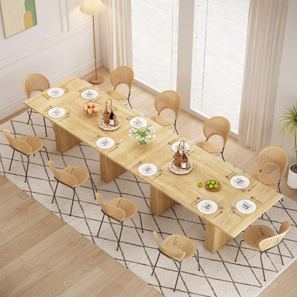 weselon 78 Inch Dining Table for 6 8 10, Modern Farmhouse Rectangular Kitchen Table, Long Dining Room Tables with Wood Strip Base for Kitchen Living Room (Natural)