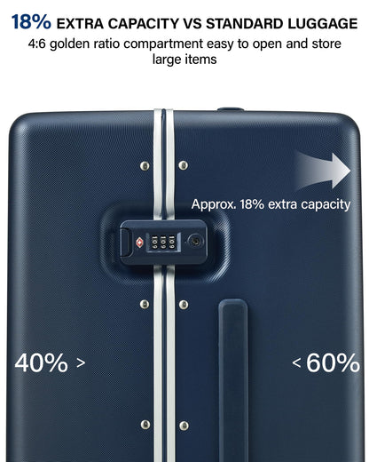Hanke Premium 24 Inch Zipperless Medium Checked Luggage, Aluminum Frame Hard Shell PC Suitcase with TSA Lock and Multi-Handle Design, 8 Quiet Spinner Wheels for 1-2 Week Trip（Abyssal Blue）