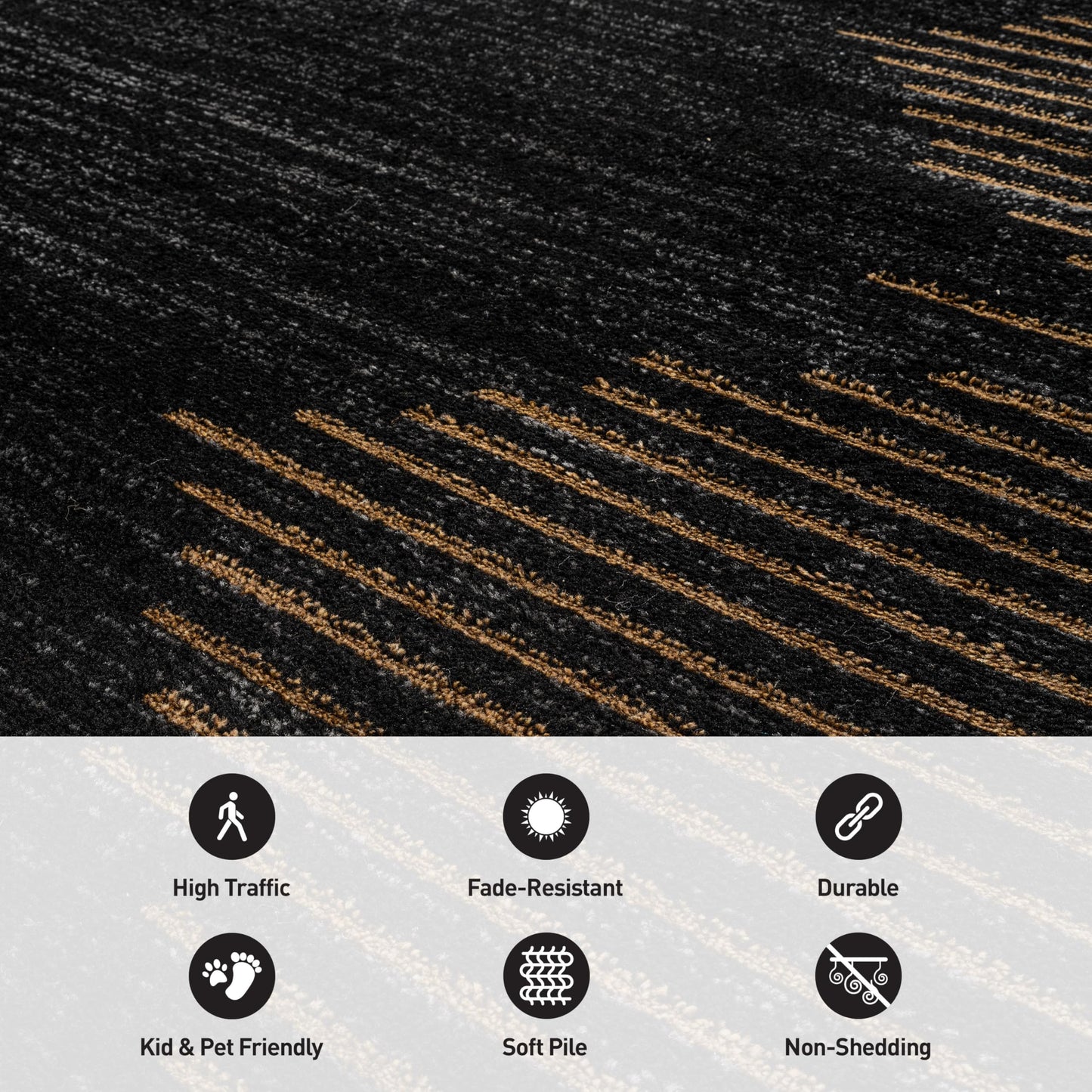 Rugshop Bohemian Stripe Stain Resistant High Traffic Living Room Kitchen Bedroom Dining Home Office Area Rug 7'10" x 10' Camel