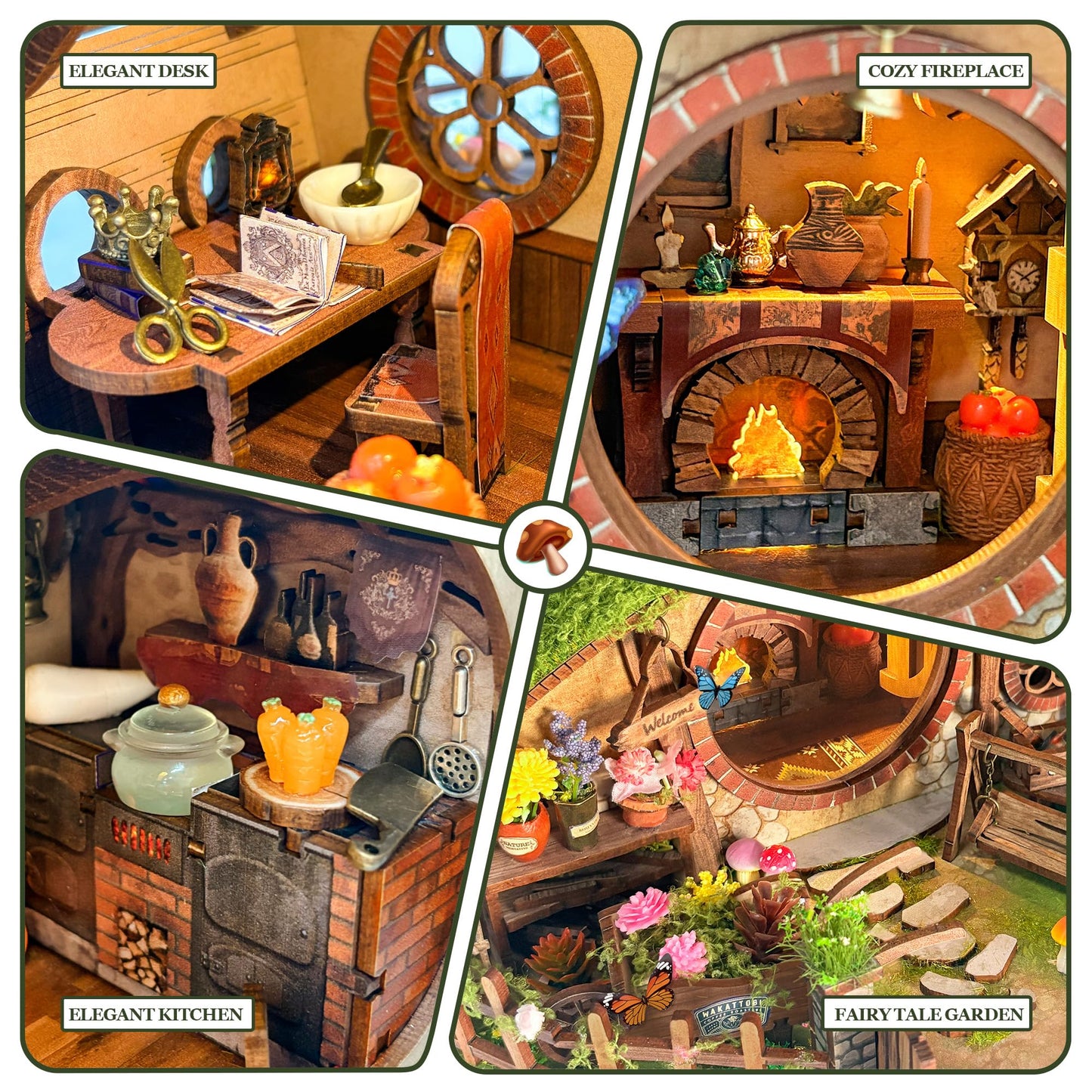 DIY Miniature House Kit, Book Nook Mini House Bookshelf Decor 3D Wooden Puzzle for Adults, Birthday Gift for Family, Friends - The Magic Ring House