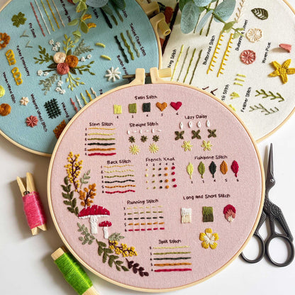 Myfilicity Embroidery Beginners Stitch Practice kit, 3 Embroidery Starter Kits, Learn 30 Different Stitching Techniques for Craft Enthusiasts to Hand-Stitch Fabric and Learn Embroidery Skills…
