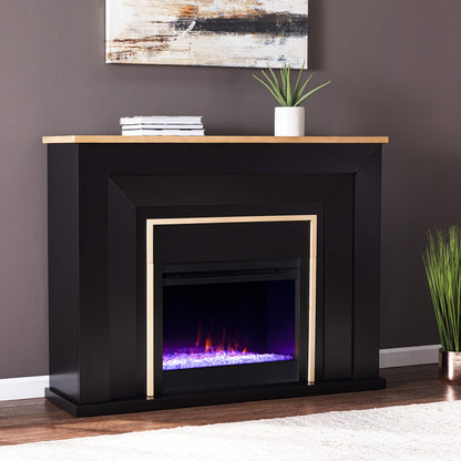 SEI Furniture Cardington Color Changing Fireplace, Black/Natural