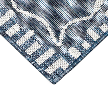 Liora Manne Carmel Low Profile Indoor/Outdoor Woven Rug, Decorative Botanical Dragonfly in Navy, 3'3" x 4'11"