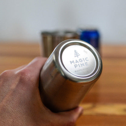 Magic Pine Set of 4 Stainless Steel Cups with Camping Theme - Camping Gift for Men or Women, Decor for Your RV or Camper - 16oz Capacity - Glasses Safe for Kids