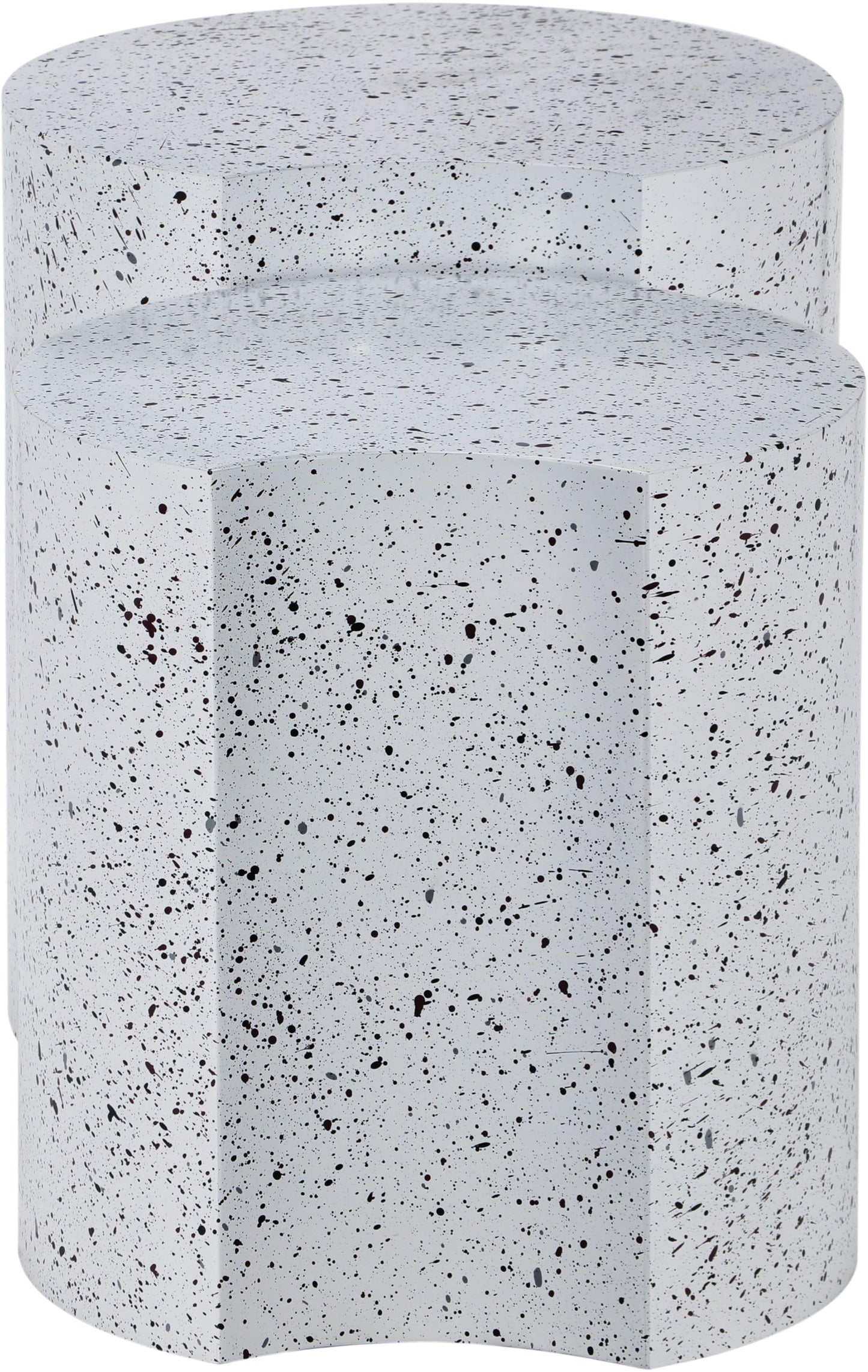 Meridian Furniture 99084White-2C Dimple Collection Modern | Contemporary End Table with White Terrazzo Pattern, Iron Metal, Modular, 28" W x 15.75" D x 18" H, White, Set of 2