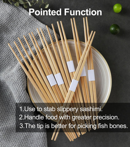 LOROTOCO 100Pairs Bamboo Chopsticks Disposable | Japanese | Sushi | Separated | Non Slip | Pointed Chopsticks-（9.45in）